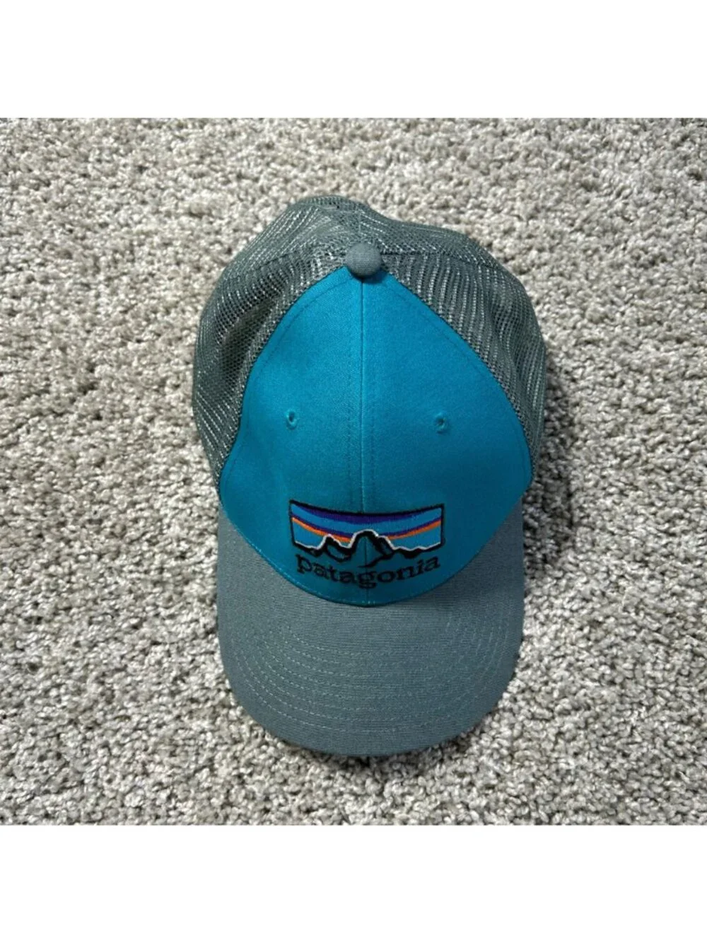 Patagonia Blue Fitz Roy Horizons Trucker Hat & Adjustable Straps
